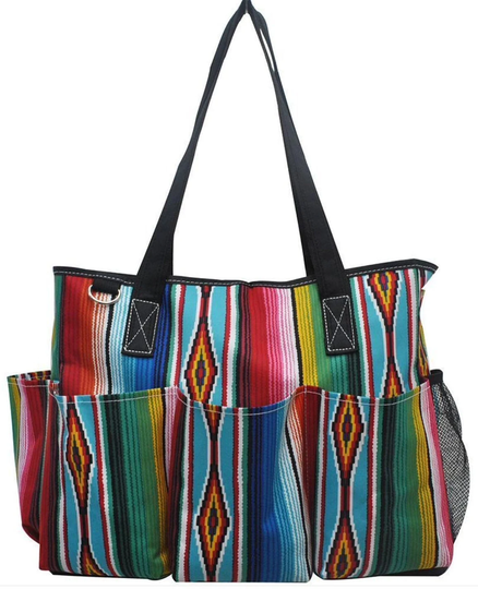 Aztec Canvas Tote, Personalized, Zippered Caddy Organizer Tote Bag, Embroidered Mother's Day Gift, Monogram Bag