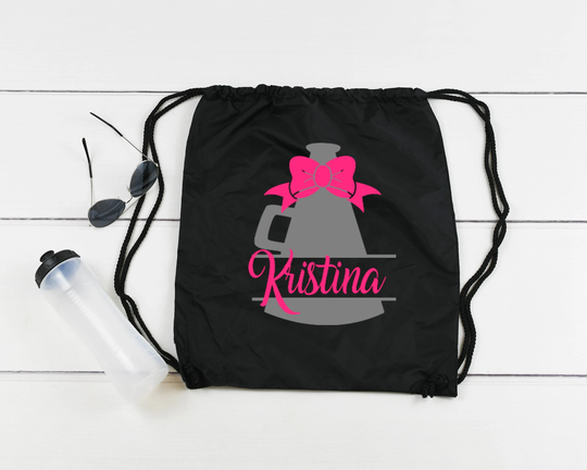 Cheer Monogram Drawstring Bag, Cinch Backpack, Lightweight Cheerleader Gear, Bag