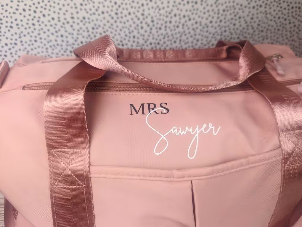 Personalised Duffle Bag | Bride Holiday Honeymoon Gym Baby Hospital Gift Overnight Weekend