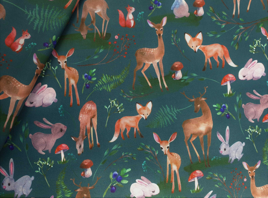Pul Waterproof Fabric, Forest Animals, Autumn