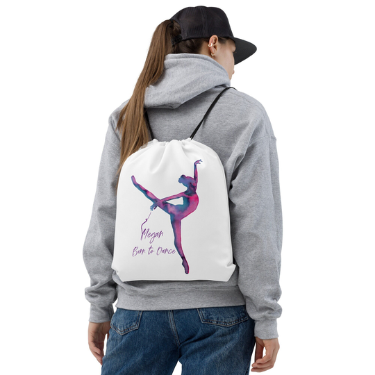 Personalised Dance Bag Ballet Dancer Drawstring Girly Gift Gym School Sport Custom Unique Calligraphy Name Watercolour Painting Leona Beth