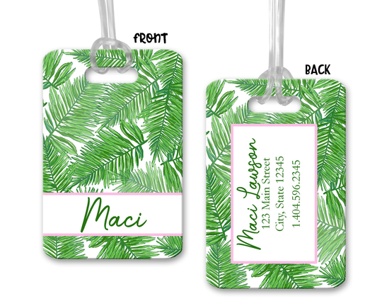 Personalized Luggage Tag~Palm Tree Bag Tag~Beach Tag~Vacation Tag~Luggage Tag~Monogram Tag~Daycare Leaf
