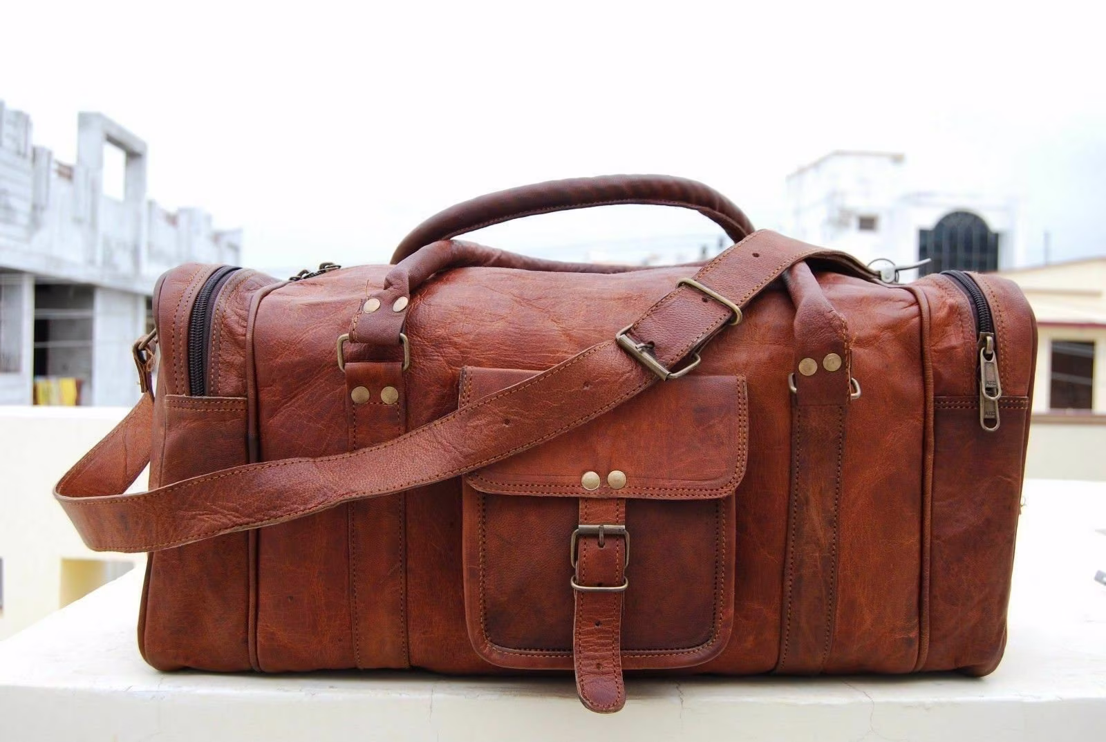 Bag Leather Duffle Men Travel Genuine Gym Luggage Overnight Vintage Ladies Weekend