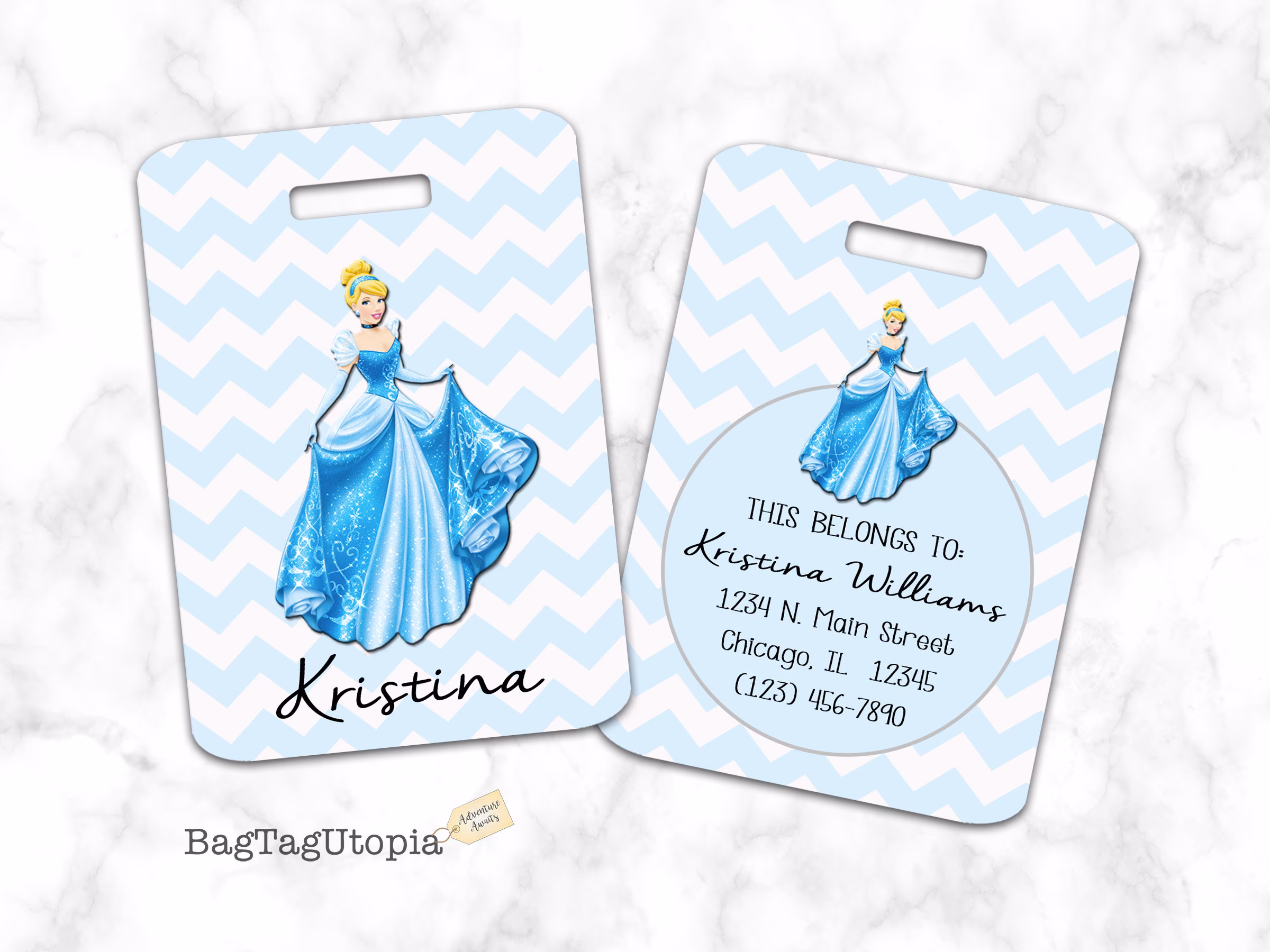 Princess Luggage Tag, Bag Backpack Tag, Personalized
