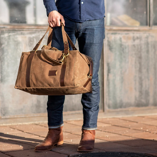 Weekender Bag For Men Expandable Waxed Canvas Duffle Bag, Personalized Gift Him, Made in Usa