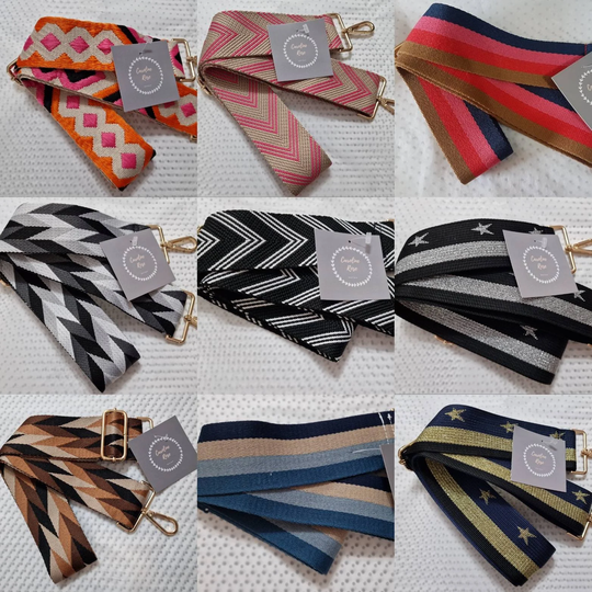 Wide Striped/Arrow/Diamond Changeable Bag Straps - Gold Hardware
