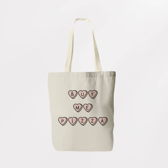 Buy Me Pizza Tote Bag/Shoulder Book Shopping Sachel Graphic Logo Eco Friendly
