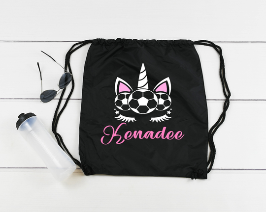 Soccer Unicorn Monogram Drawstring Bag, Cinch Backpack, Lightweight Gear, Sport Bag