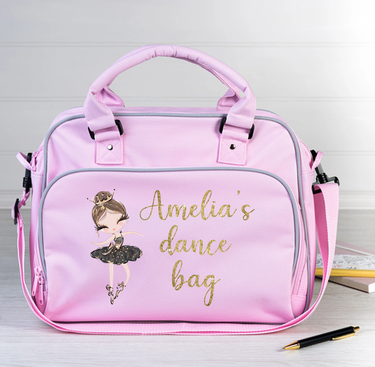 Personalised Ballet Dance Bag, Ballerina, Black Swan, Glitter Printed, Any Name, Custom