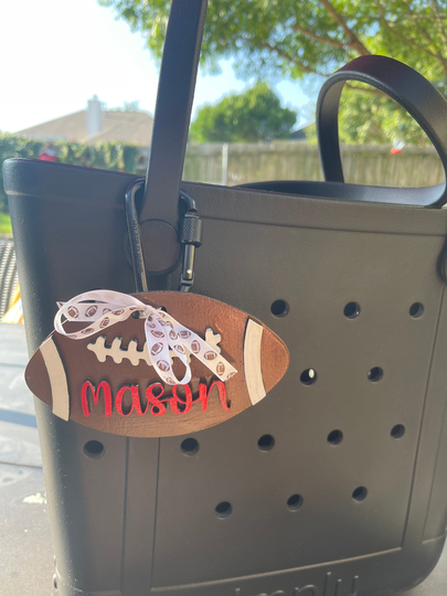 Football Mom Accessories- Personalized Bag Tag - Charm