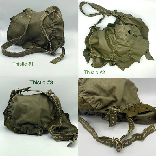 Leather Bag, Boho Crossbody Leather Shoulder Slouchy Hobo Green Bag With Spikes, Purse