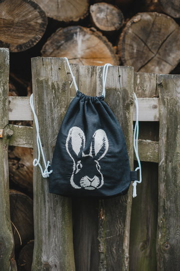Back Pack Rabbit Embroidery, 100% Linen Without Admixtures, Super Light Weight, Perfect For Summer, Ideal Gym, School, Beach Or A Walk