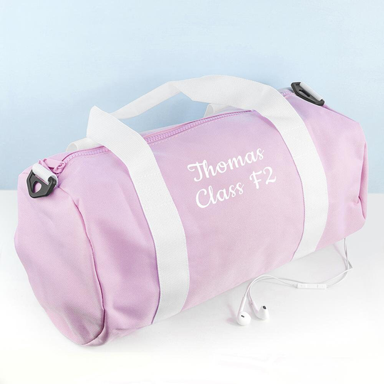 Personalised Kids Pink Gym Kit Bag, Children's Sports School Personalise With Name & Class