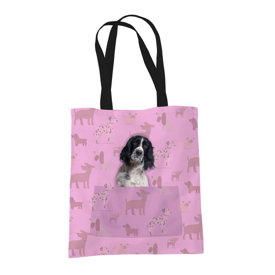 English Springer Spaniel Gifts For Dog Lovers Owners - Reusable Shopper Shoulder Tote Bags Fabric Gift Bag With Dogs On 4 Colours