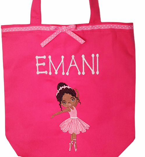 Kids Canvas Tote Bag, Personalized Ballet Toddler Dance Bag