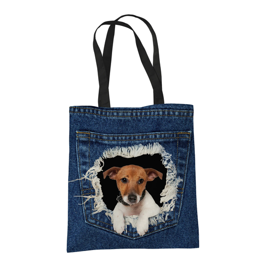 Jack Russell Terrier Gifts For Dog Lovers Owners - Reusable Shopper Shoulder Tote Bags Fabric Gift Bag With Dogs On