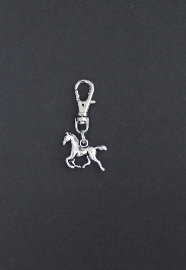 Horse Zipper Charm-Galloping Horse-Silver-Tone
