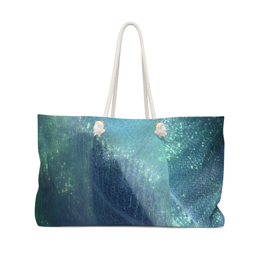 Tote Bag With Rope Handle - Weekender, Overnight, Beach, Around Town, Yoga, Exercise, Gym Abstract Art #110 Blue Green Iridescent Light