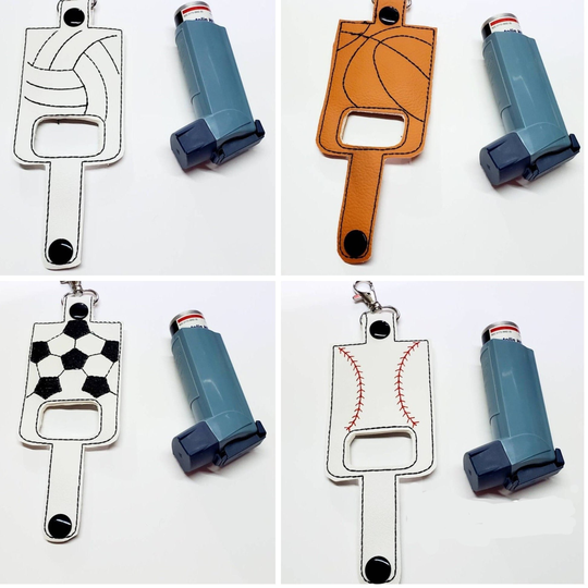 Sports Inhaler Holder Keychain, Soccer, Baseball, Basketball, Volleyball Case