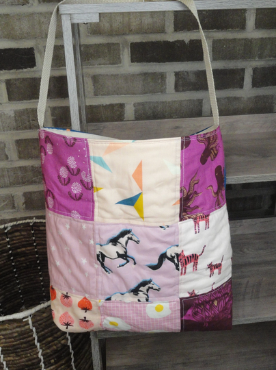 Quilted Tote, Chic, Multicolored, Cats, Horses, Stars, Octopus, Hedge Hog, Strawberries, Flowers, Hand Made, Carry Ipad /Laptop, Great Gift