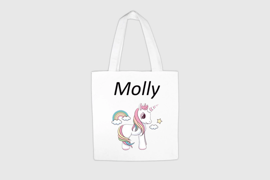 Kids Tote Bag, Personalised Unicorn P.e School Gift For Kids, Birthday Gift, Christmas Children's Bag
