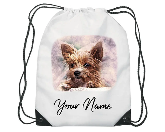 Personalised Watercolour Dog Gym Bag Pe Dance Sports School Swim Shoe Water Resistant