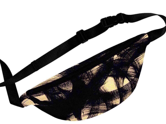Black White Fanny Pack, Hip Bag, Bum Festival Waist Belt Gym Bag Gym Travel