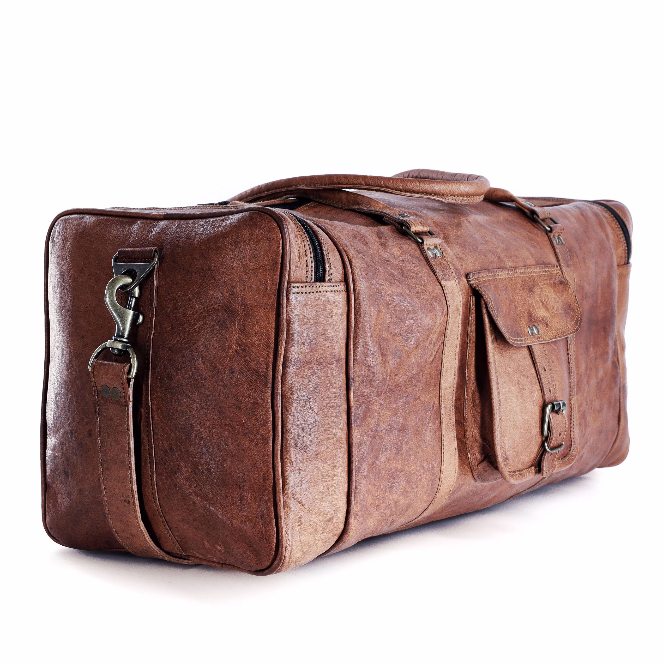 Leather Duffel Bags 21 Inch Overnight Bags, Leather Travel Luggage, Luggage For Men & Women