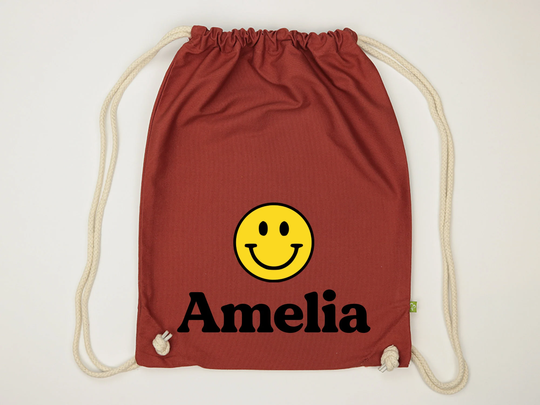 Personalised Retro Smiley Drawstring Bag - Pe Gym Swimming School
