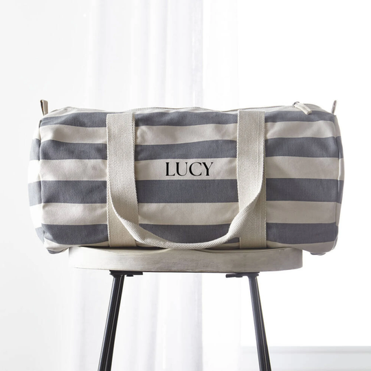 Personalised Stripped Holdall | Weekend Bag Gym Luggage Gift Overnight
