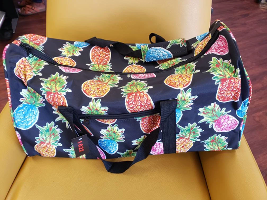 Duffle Bag Pineapple Tropical Print Overnight Bag, Duffle Travel Gym Carryon Beach Spend The Night Bag, Bridal Gift