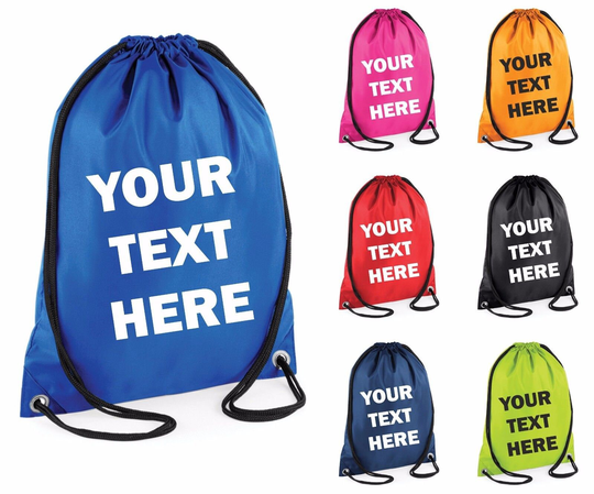 Personalised Printed Gym Bag Swim Pe Kit Sack Sports Kids Drawstring School Phys Ed Novelty