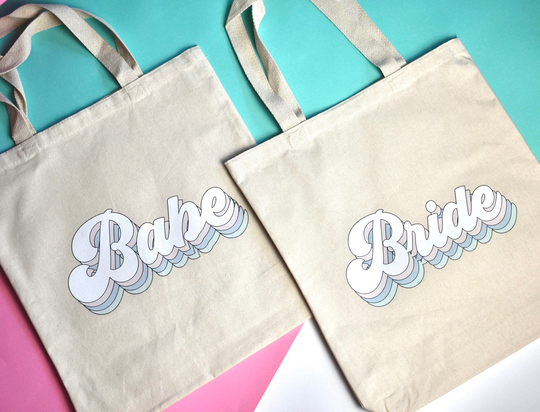 Retro Bride Tote Bag/Babe Bachelorette Survival Kit Party Bridal Travel Weekend