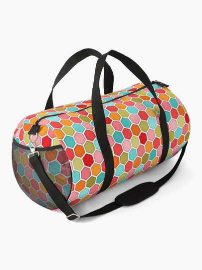70S Retro Mod Rainbow Tiles Duffle Bag - Travel Gym Luggage Tote Birthday Mosaic Kaleidoscope Colorful