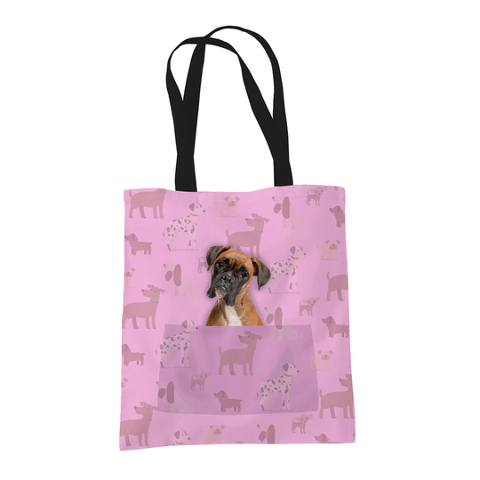 Boxer Gifts For Dog Lovers Owners - Reusable Shopper Shoulder Tote Bags Fabric Gift Bag With Dogs On 4 Colours