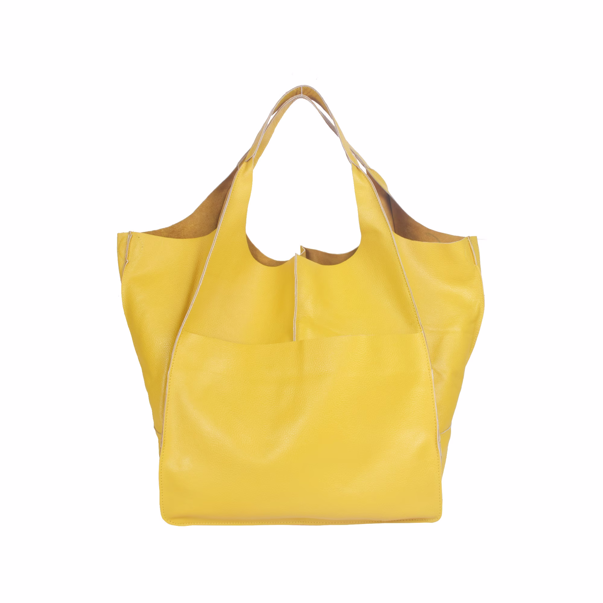 Yellow Oversize Leather Tote Shopper Bag Large Weekender Shoulder Travel Shopping Oversized Everyday Purse
