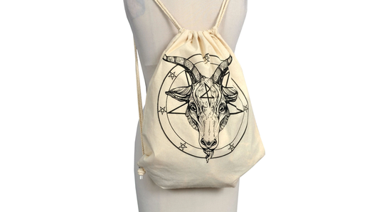 Gothic Drawstring Gymsac Sports Bag Baphomet Satanic Pentagram