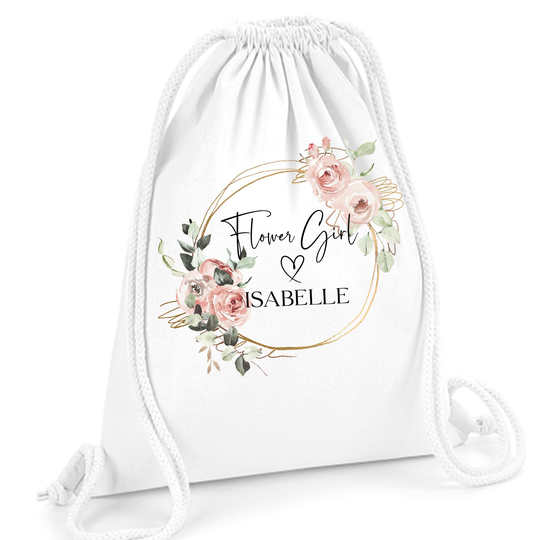 Flower Girl Gift Bag, Personalised Wedding Day Bag For Your Girl, Thank You Favour Bag. UK