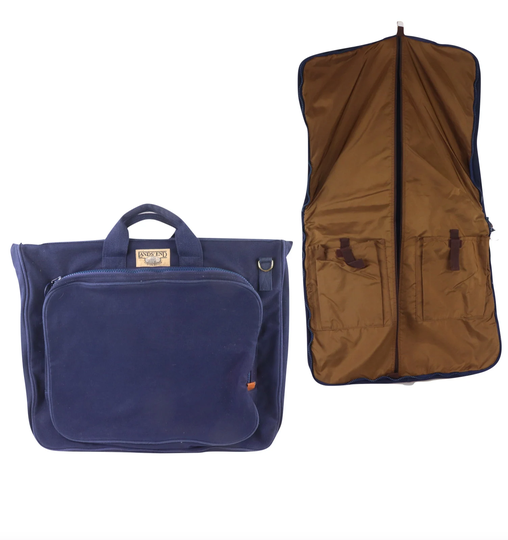 80S Lands' End Square Rigger Spell Out Canvas Garment Bag Navy Blue Usa, Lands Bag