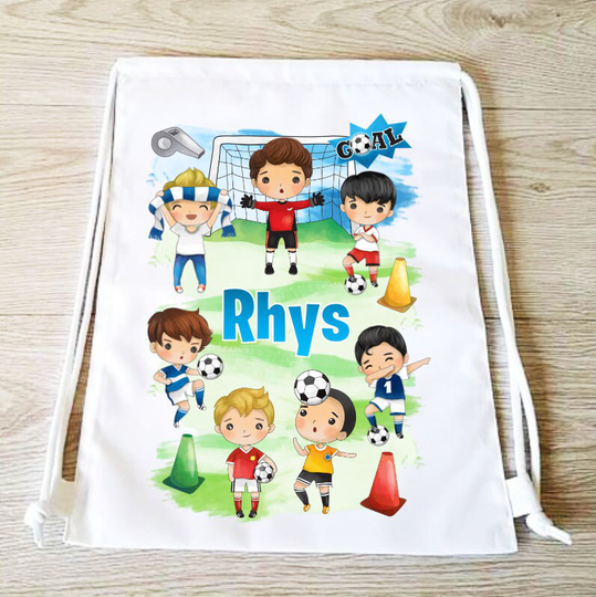 Football Bag Soccer Drawstring Backpack Pe Gym Boys Sports Personalised School