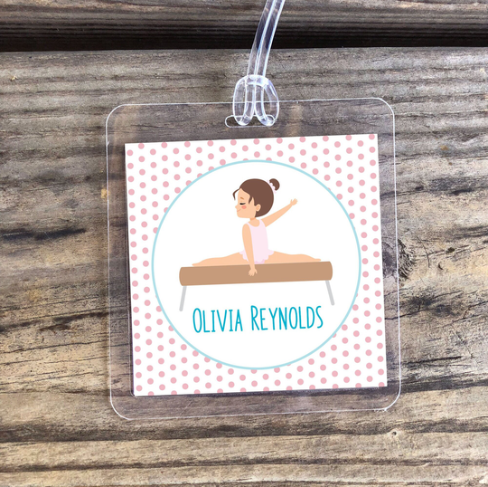 Gymnastics Bag Tag | Personalized Kids Girl Luggage Gym Backpack Tumble Camp