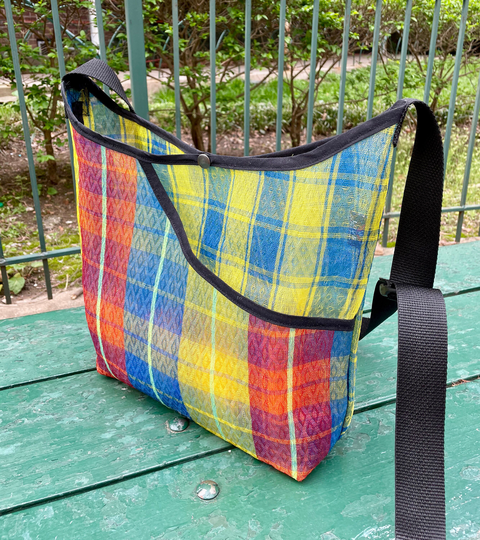 Love Shine Mexican Mesh Plaid Market Bag, Mercado Woven Crossbody Shoulder Bag