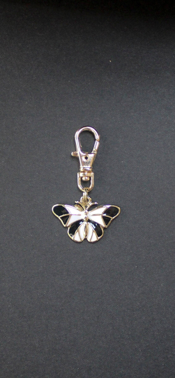 Butterfly Zipper Charm-Enamel-Black & White-Ltgldtn