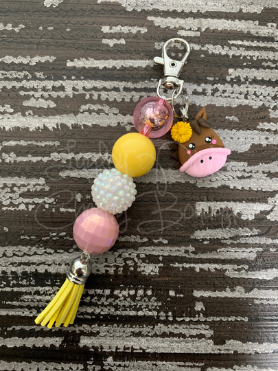 Horse Pony Bubblegum Bead Keychain