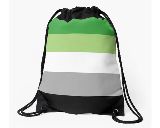 Aromantic Flag Drawstring Bag, Backpack, Pride Aro Accessories, Rucksack, Gifts