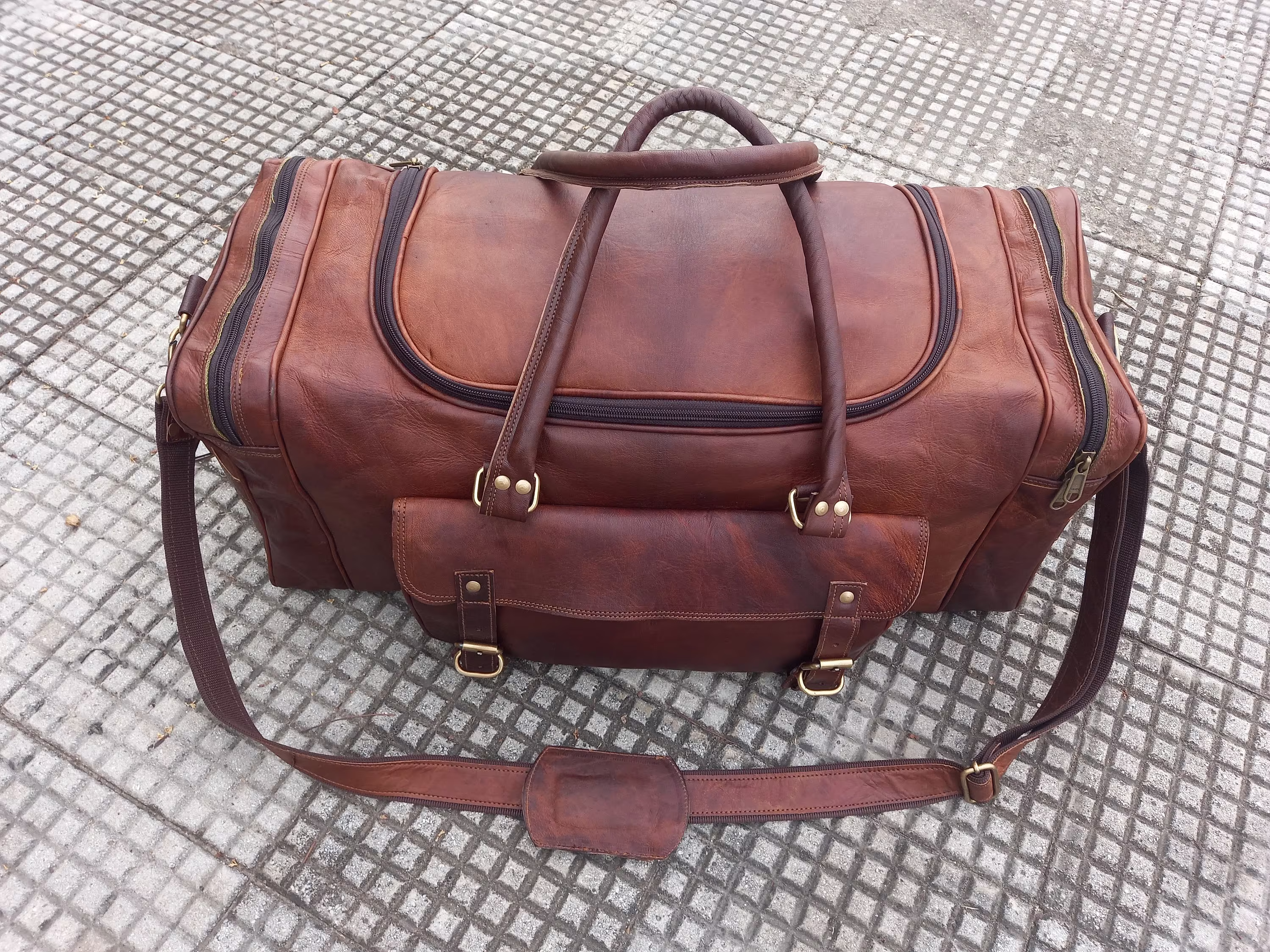 Handmade Leather Duffle Bag Large Weekender Mens Travel Overnight Holdall Bags For Men & Women