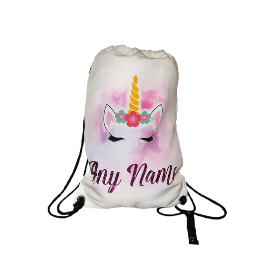 Personalised Unicorn Bag Backpack Gym School Your Name Swimming Stocking Filler Girl Gift