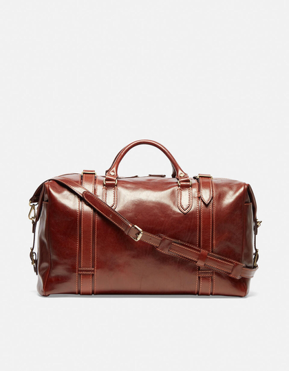 Men's Leather Duffle Bag, Classic Travel Holdall, Cabin Luggage, Carry Lite Lightweight On Baggage, Vegetable Tanned