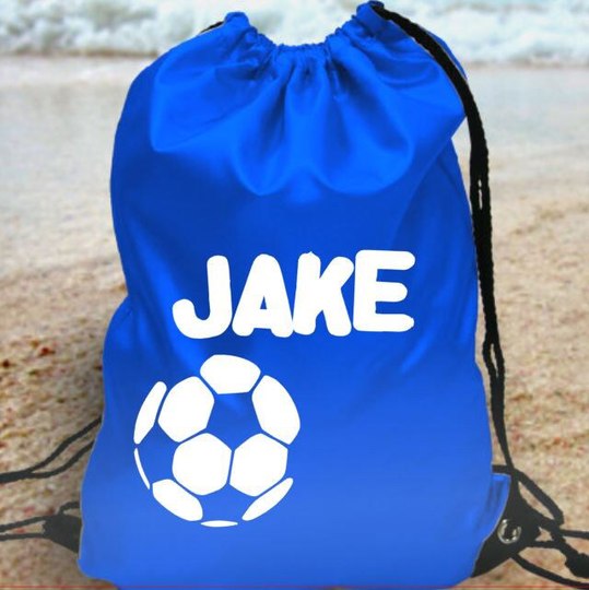 Personalised Kids Gym Bag School Kit Pe - Your Name Football Design