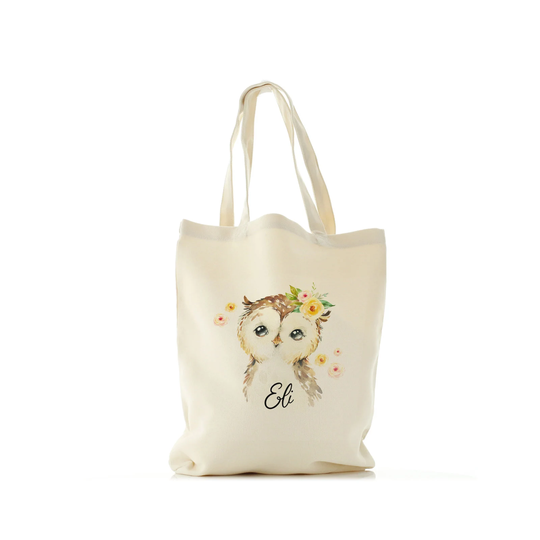 Personalised Owl Tote Bag Customised With Name, Ideal Shopping, College Or Gift